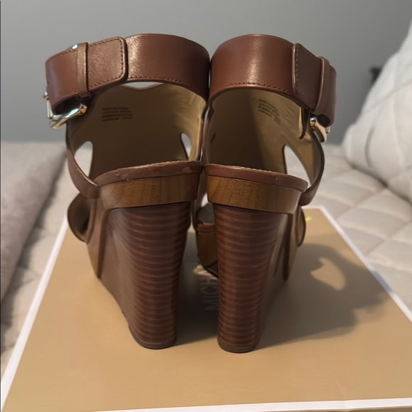 MICHAEL Michael Kors Brown Leather Wedge Sandals - Picture 2 of 9